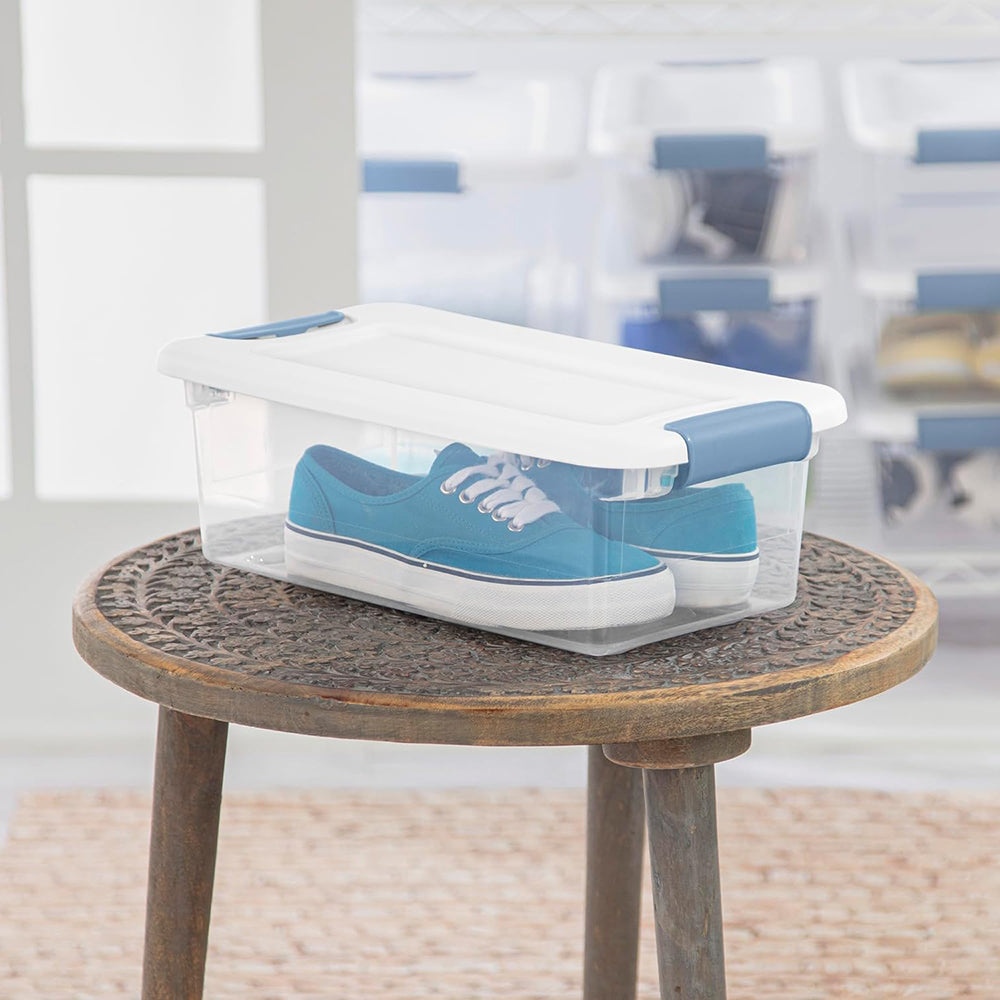 12-Pack Latching Box Stackable Storage Bins with Lids Clear Plastic 6 Quart