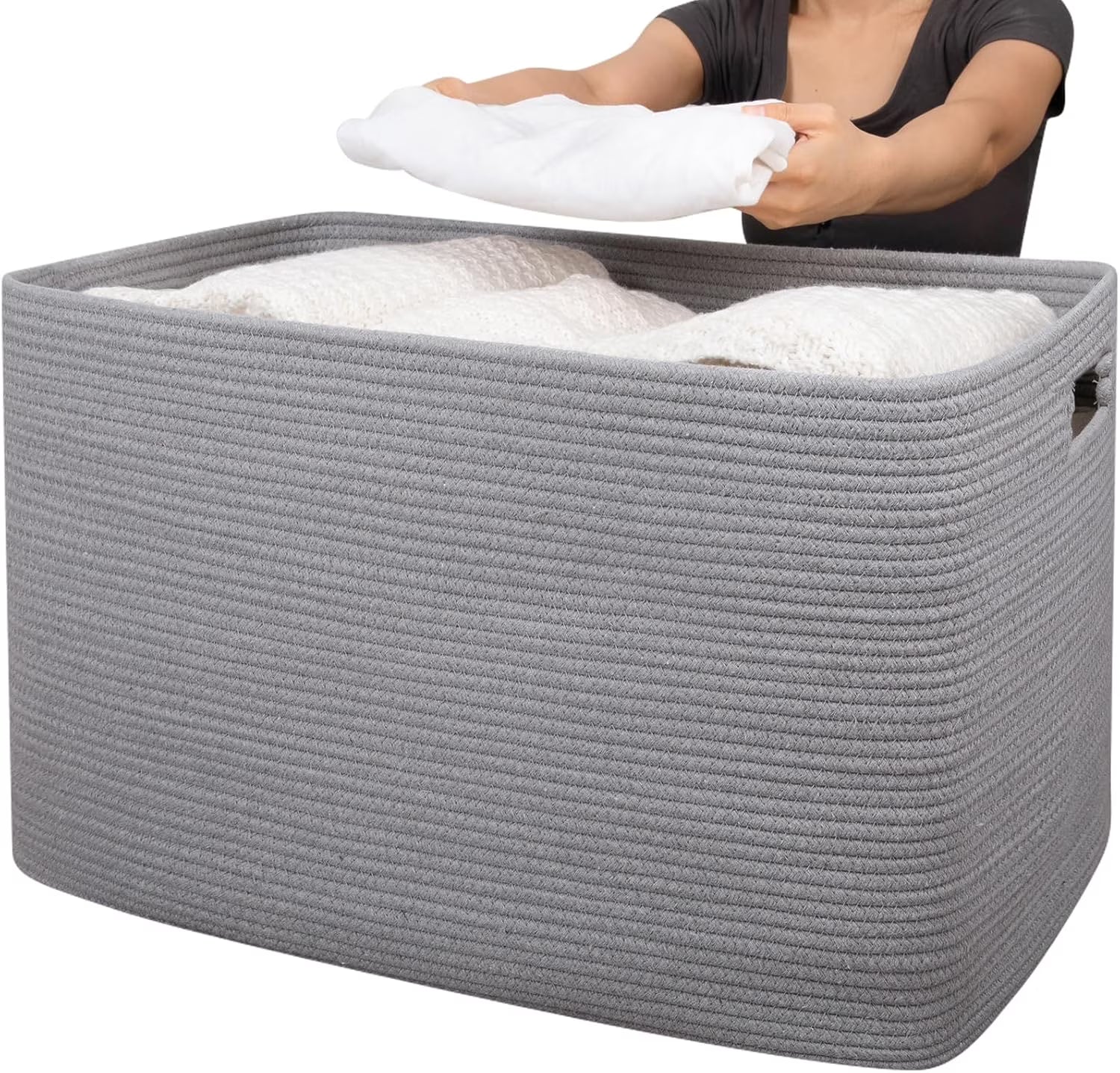 118L XXXLarge Cotton Rope Storage Basket Oversized Blanket Basket Used for Organizing Dirty Clothes in Living Room Bedroom Nursery Dog Toy Storage Bins 25" x 17" x 16",Grey